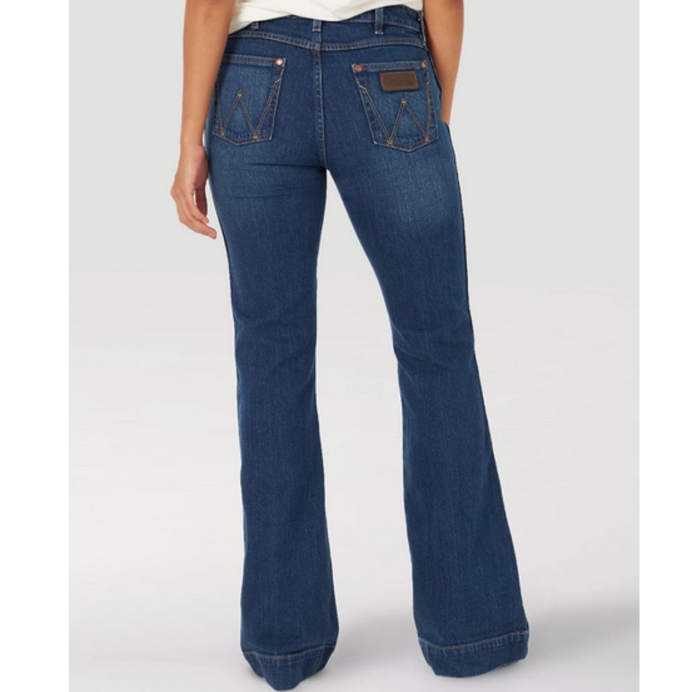WRANGLER USA 29 X36 Rooted Collection Blue High Rise Trouser Flare Jeans